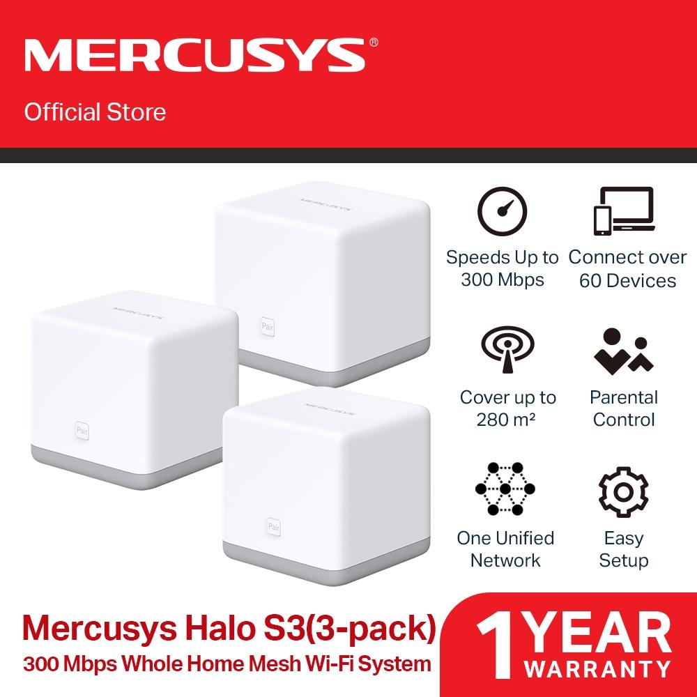 Hệ thống wifi mesh Halo S3 (3-pack) Mercusys cho gia đình cho độ phủ wifi tuyệt vời mesh wifi - Hàng chính hãng