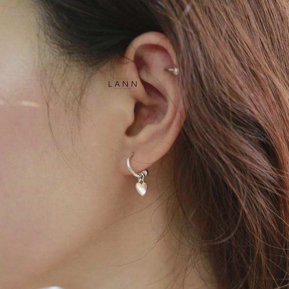 Khuyên Đường Tròn Mở Charm Tim Dẹt S925 LANN