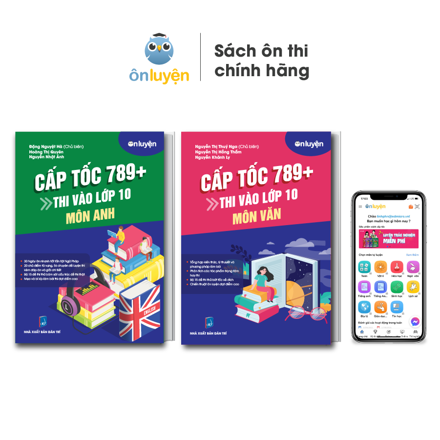 Sách thi vào 10 - Combo 2 cuốn Cấp tốc 789+ môn Văn, Anh