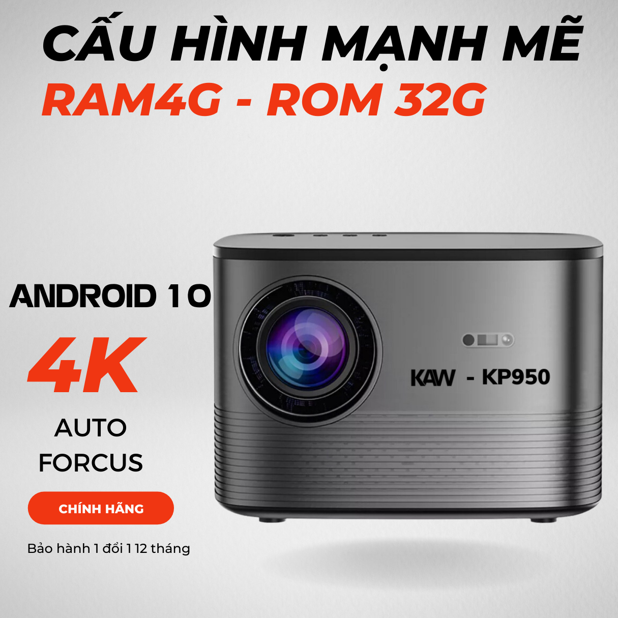 Máy Chiếu Mini gia đình, văn phòng, quán KAW KP950 hình ảnh 4K Xem phim bóng đá