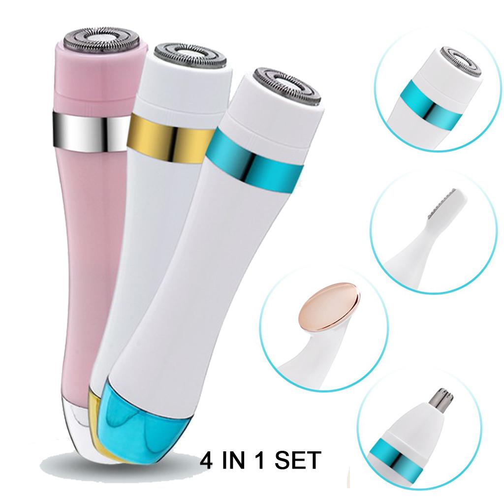 Electric Face Nose Leg Bikini Eyebrow Hair Remover Device Set Gold