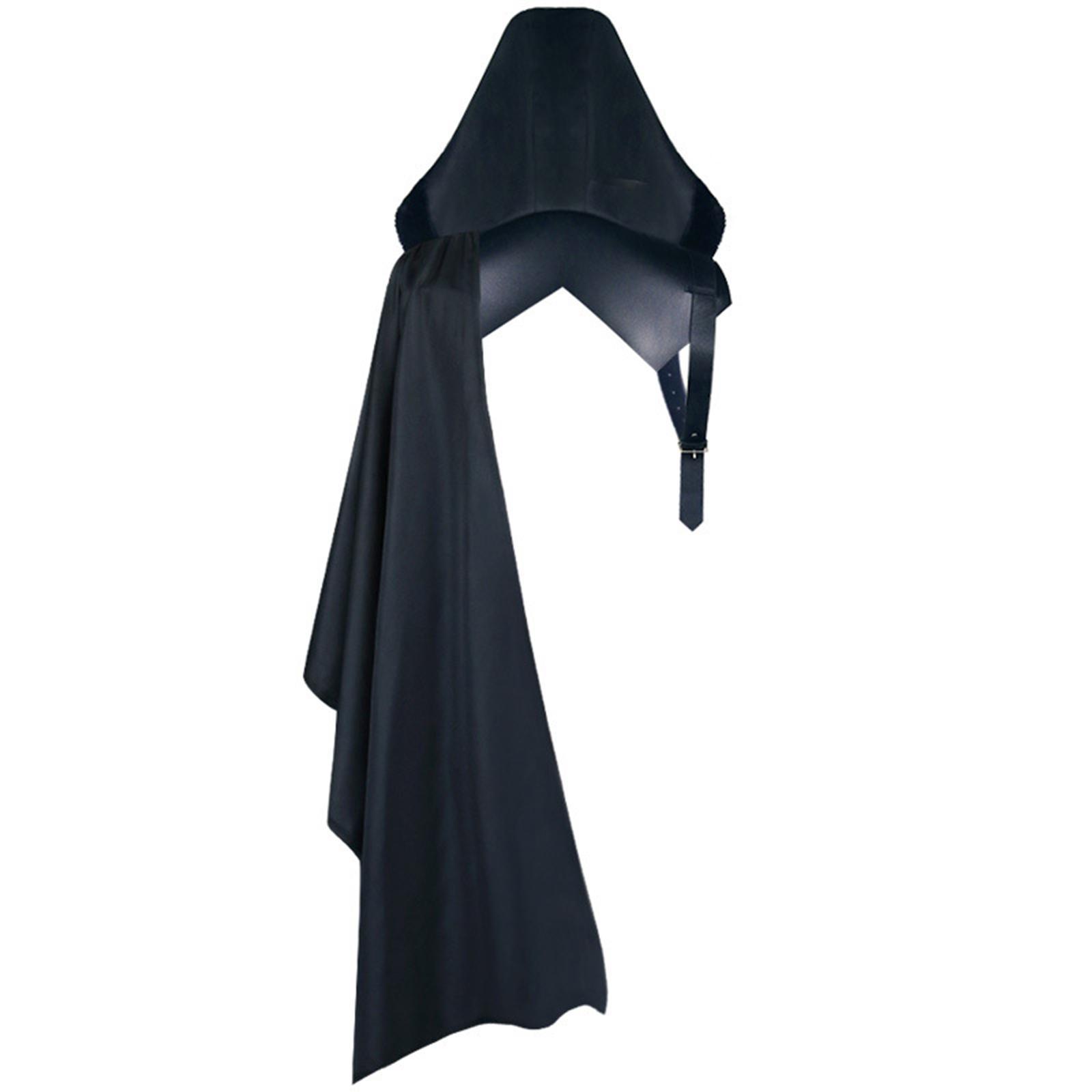 Black Cape Cloak with Buckle Straps Unisex Punk Halloween Gothic Hooded Cape Hat