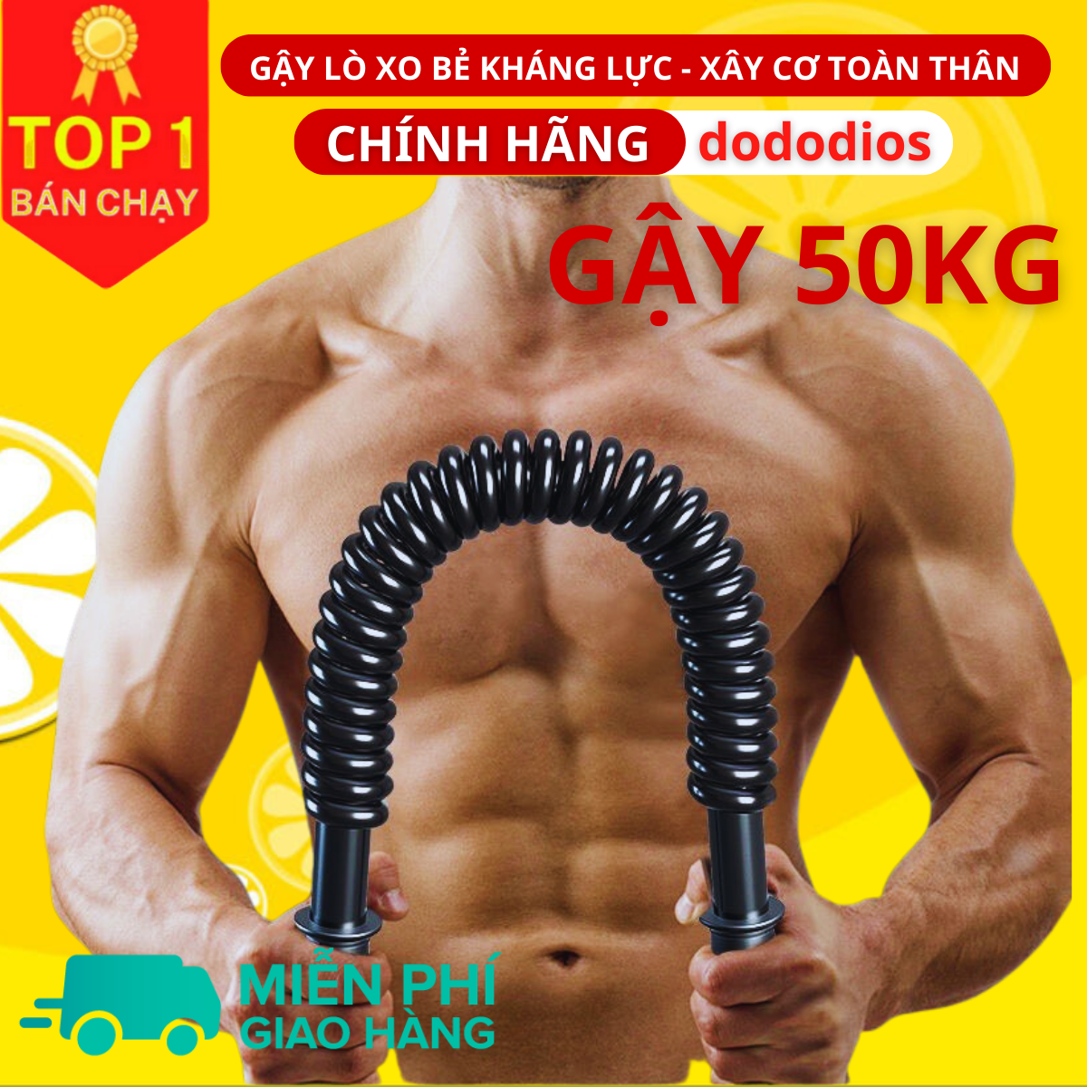 gậy lò xo 50kg hãng dododios tập cơ tay, vai, xô tập gym tại nhà - Hàng chính hãng dododios