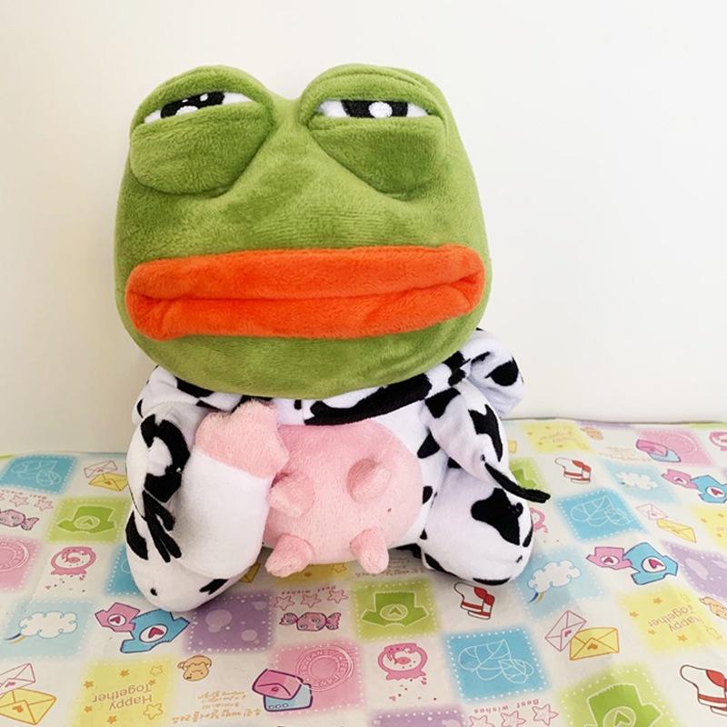 Gấu bông ếch PePe cosplay bò sữa Sad Frog kích thước 25cm NEOCI