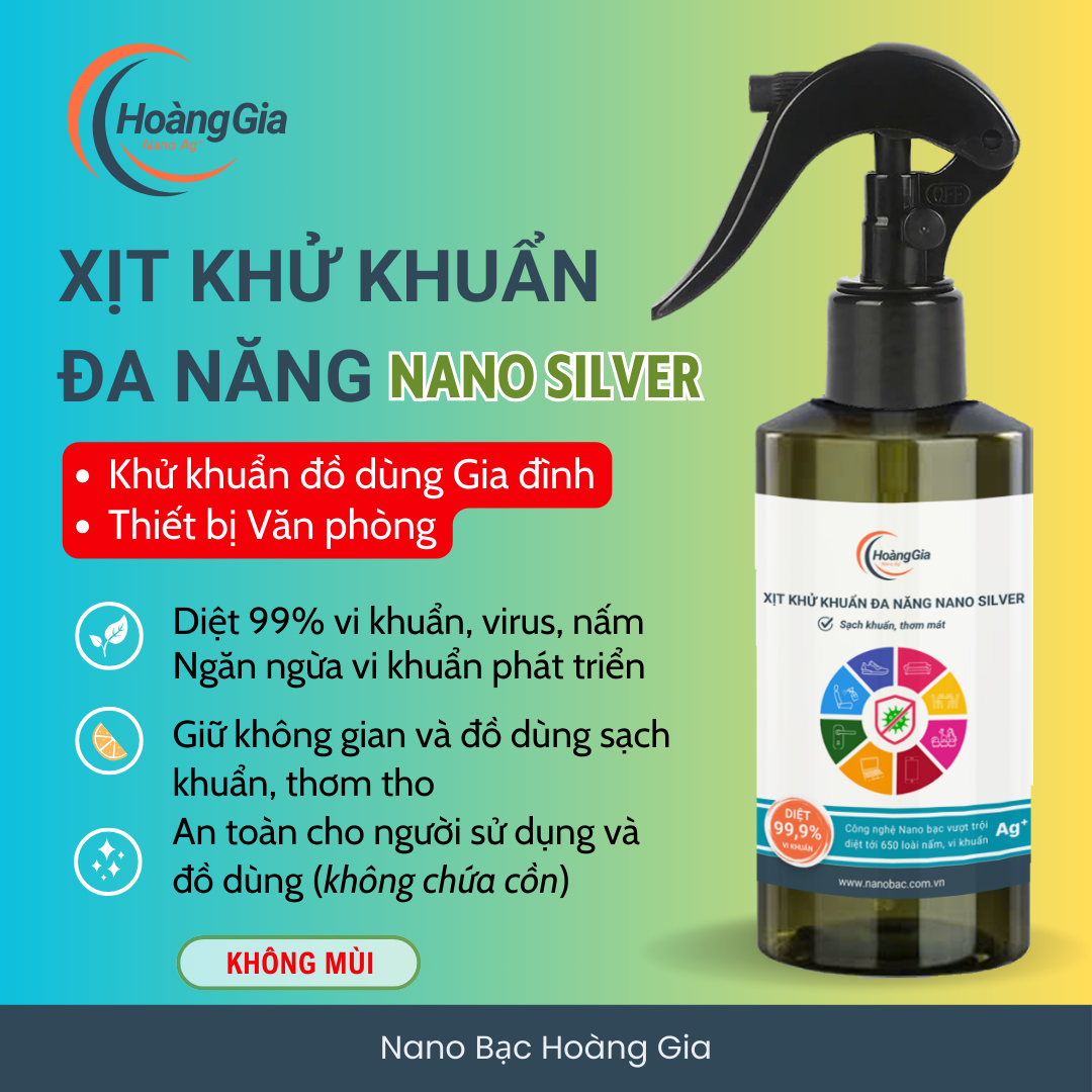 Xịt Khử Khuẩn Đa Năng Nano Bạc Hoàng Gia - Diệt Khuẩn Bề Mặt Đồ Dùng Không Hóa Chất Độc Hại