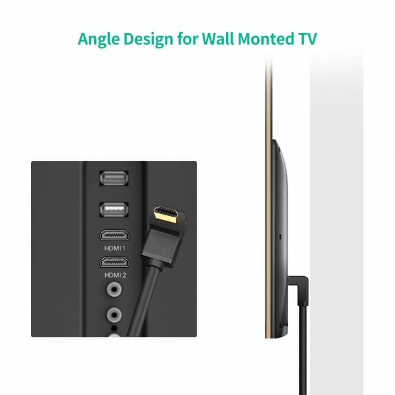 Ugreen UG10173HD103TK 2M màu Đen Cáp tín hiệu HDMI chuẩn 1.4 đầu bẻ góc 90 độ - HÀNG CHÍNH HÃNG