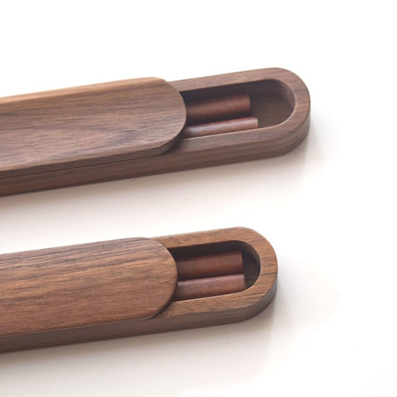 Portable Outdoor Travel Tableware Walnut Solid Wood Chopsticks with Box Case