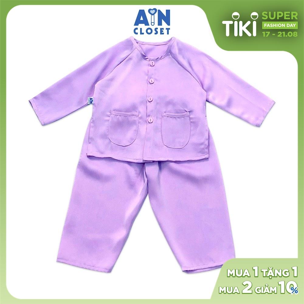 Bộ quần áo bà ba dài unisex Tím trơn lụa ngọc trai - AICDBG6BOGQP - AIN Closet
