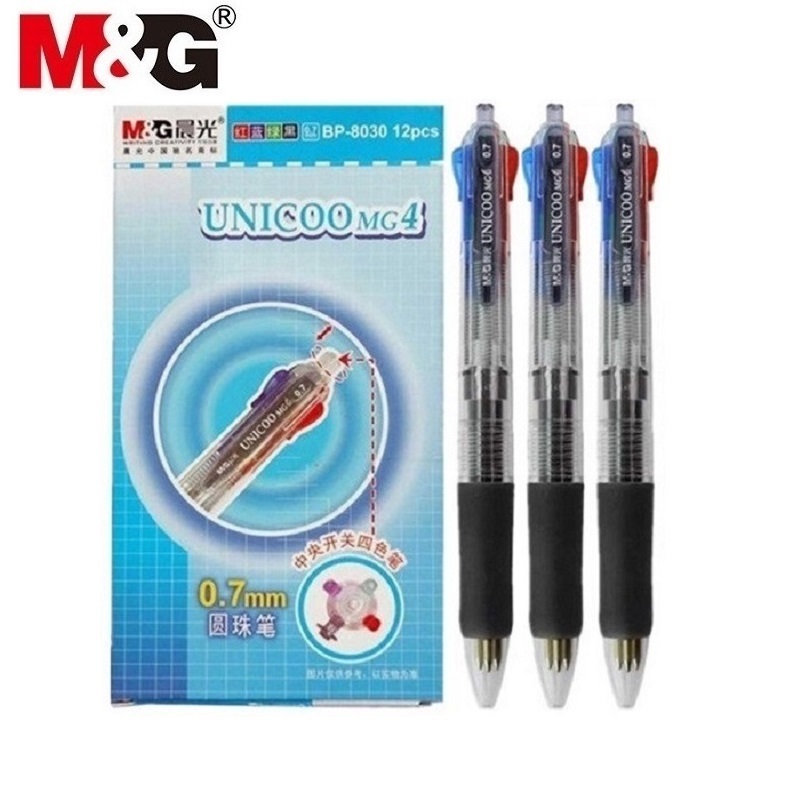 Bút bi 4 màu M&amp;G  BP8030 / 80371 - Bút 4 màu 8030 ngòi 0.7mm viết siêu em mượt