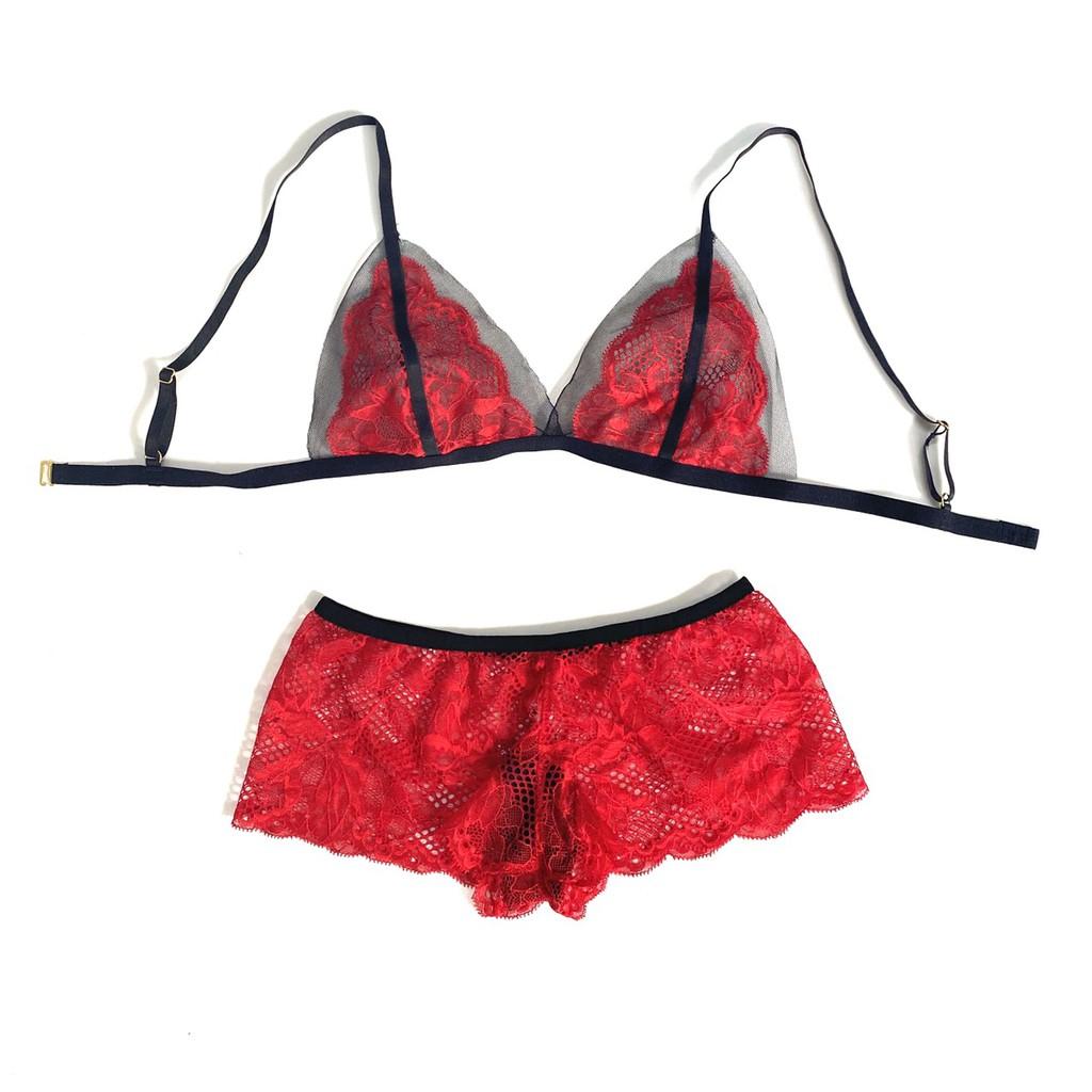 HISEXY B94 Set Đồ Lót Bralette Ren Thiết Kế Gọng Mỏng Kiểu quần V