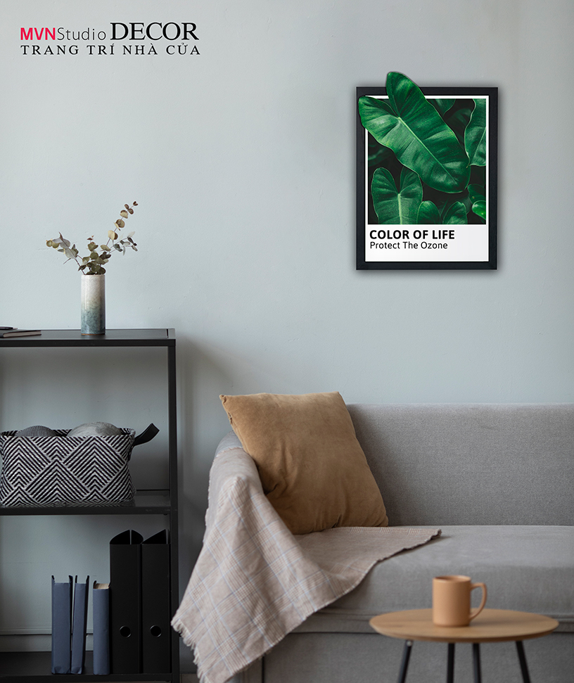 Tranh decal dán tường KHUNG ẢNH LÁ CÂY trang trí PHÒNG KHÁCH, BÀN LÀM VIỆC - MVN Studio Decor