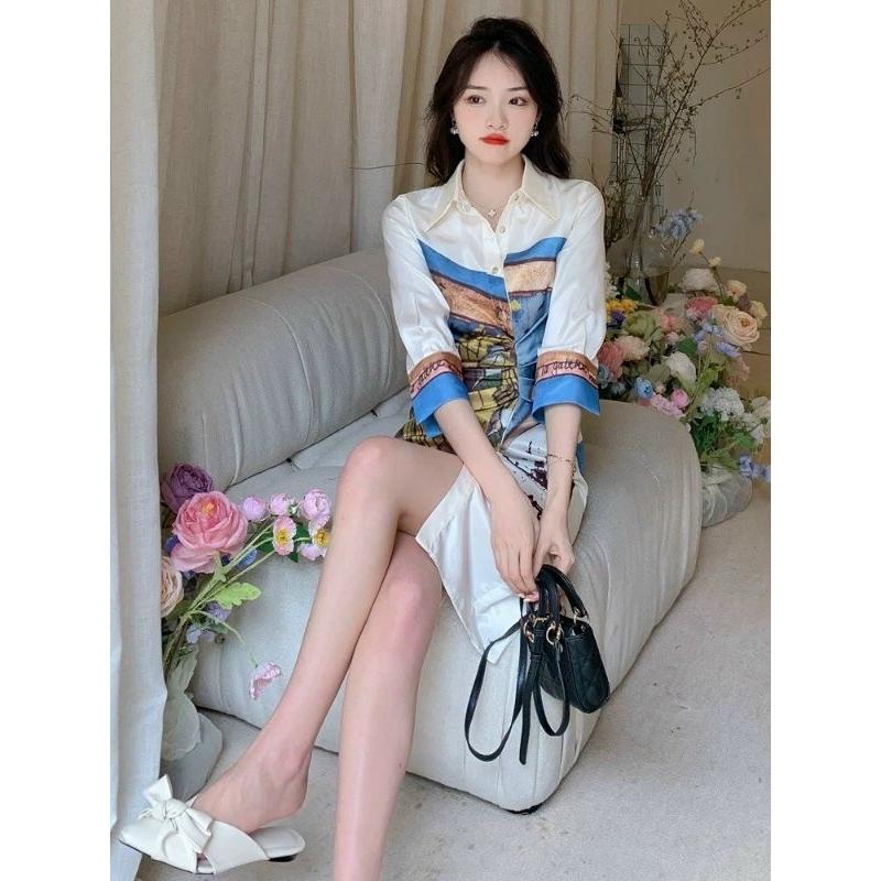 ĐẦM LỤA SƠ MI HỌA TIẾT