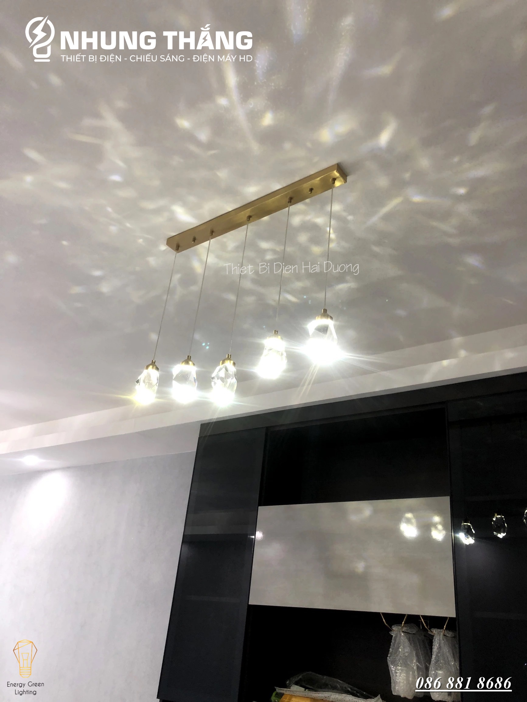 Bộ 5 Đèn Thả Pha Lê Thủy Tinh Cao Cấp DGT-888 - Decor Phong Cách Sang Trọng - Kiểu Dáng Hiện Đại ,Độc Đáo