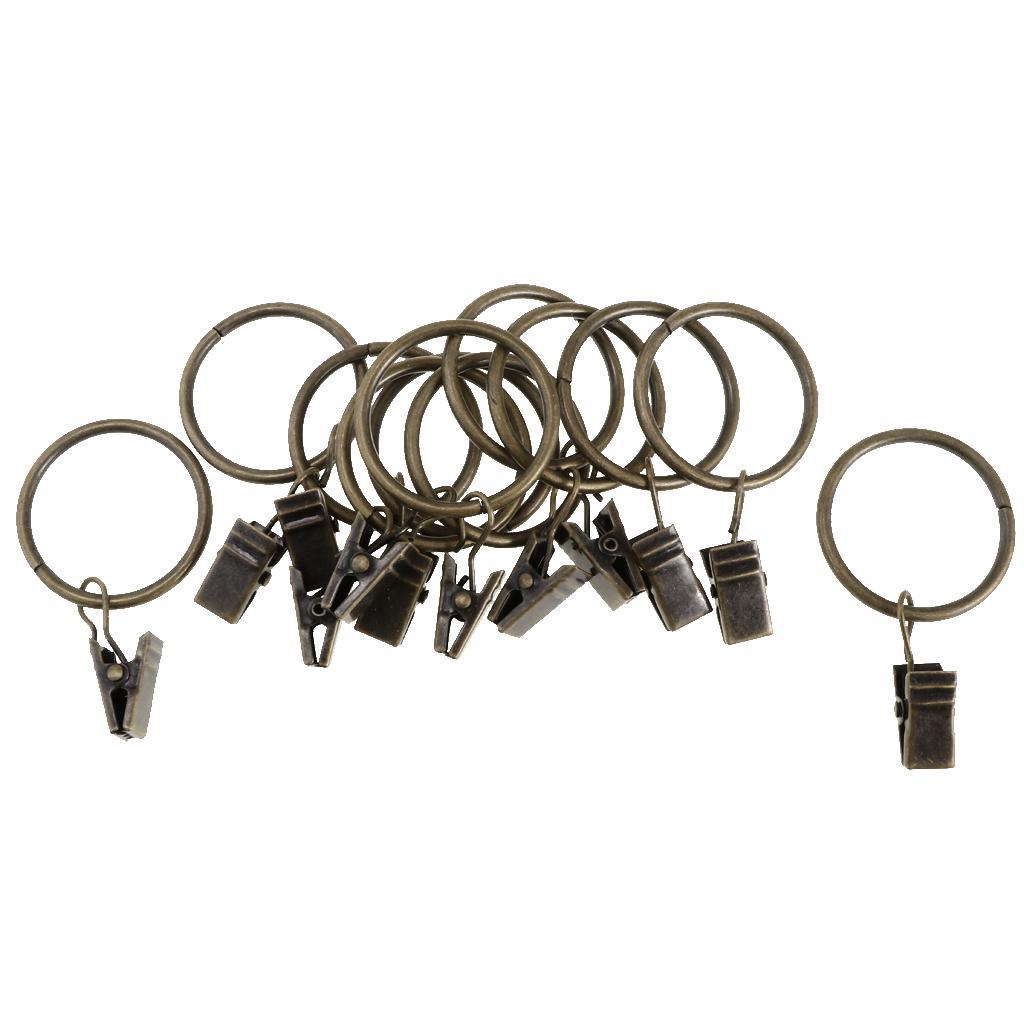 12 Pieces Metal Curtains Drapery Rings with Clips