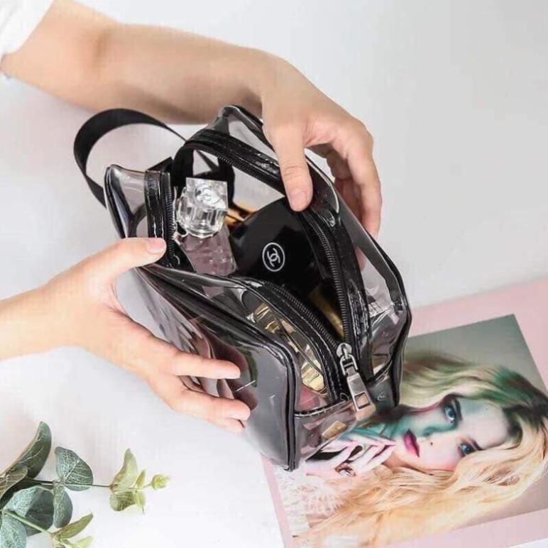 Set 3 túi đựng mỹ phẩm trong suốt đựng đồ du lịch thời trang