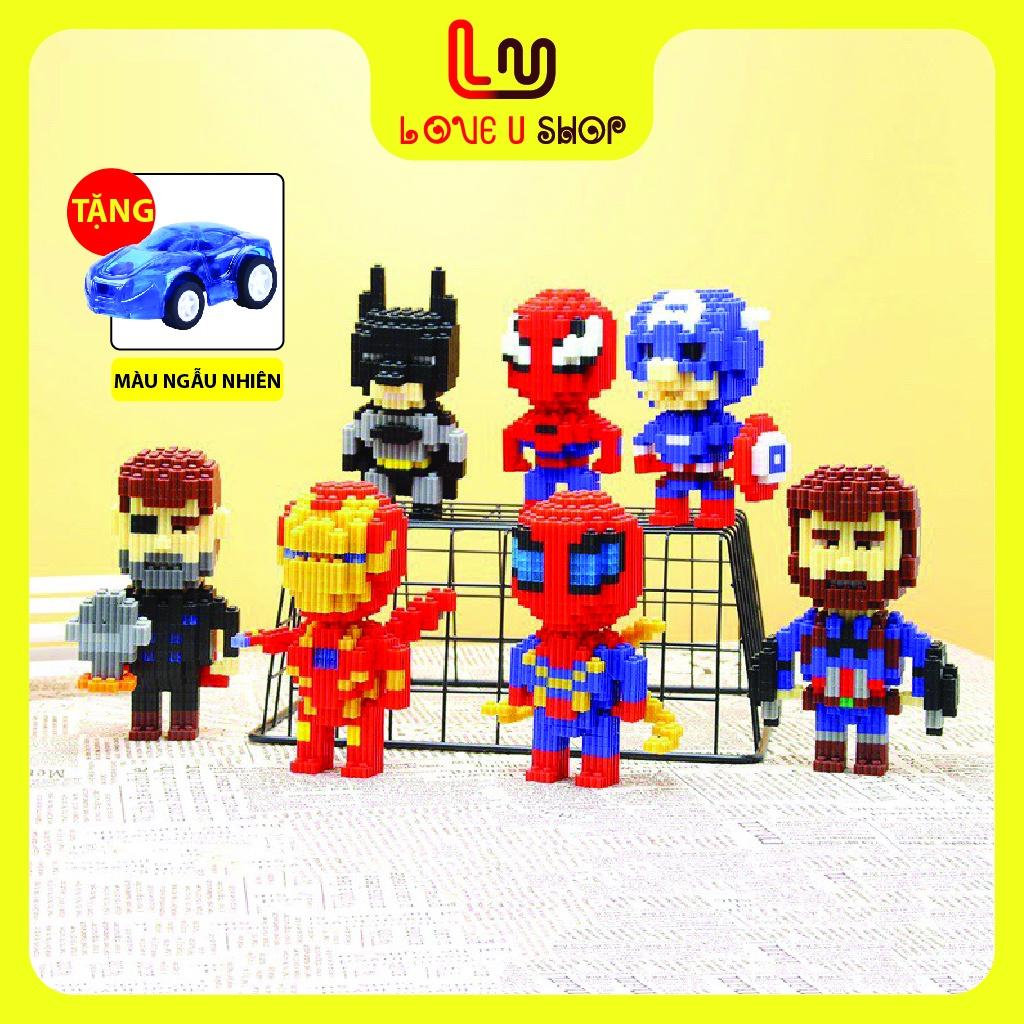 Mô hình lắp ráp các siêu anh hùng, siêu nhân người nhện, người dơi,captain