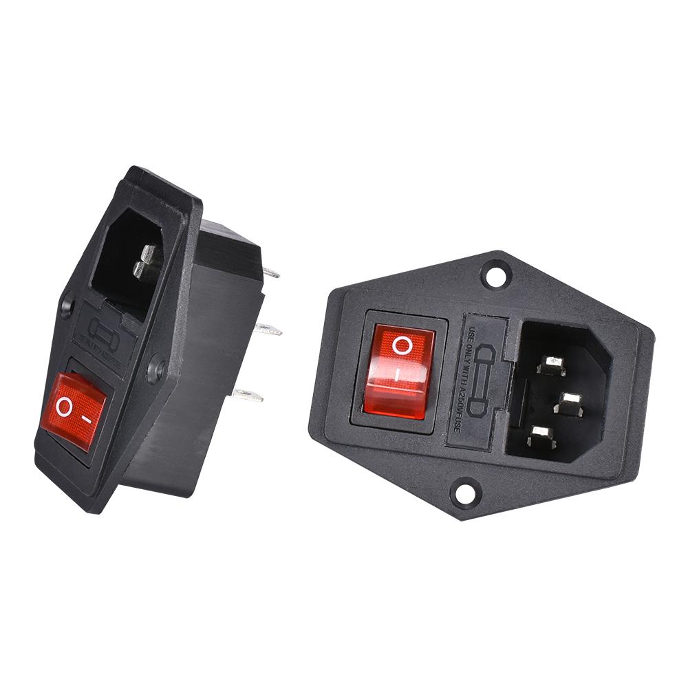 Máy in 3D Bộ phận 10A 250V Công tắc nguồn AC Outlet With Red Triple Rocker Switch FLUSE MODULE cho máy in 3D