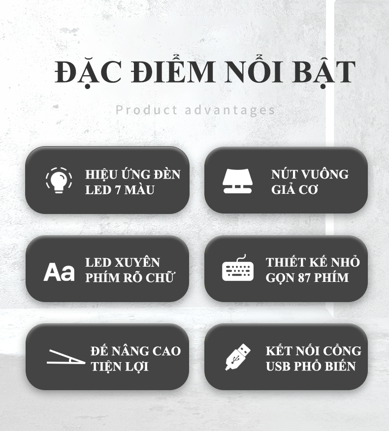 Bàn phím giả cơ SHIPADOO K87 đèn led 7 màu thiết kế kiểu dáng phím mini size vô cùng nhỏ gọn - Hàng Chính Hãng