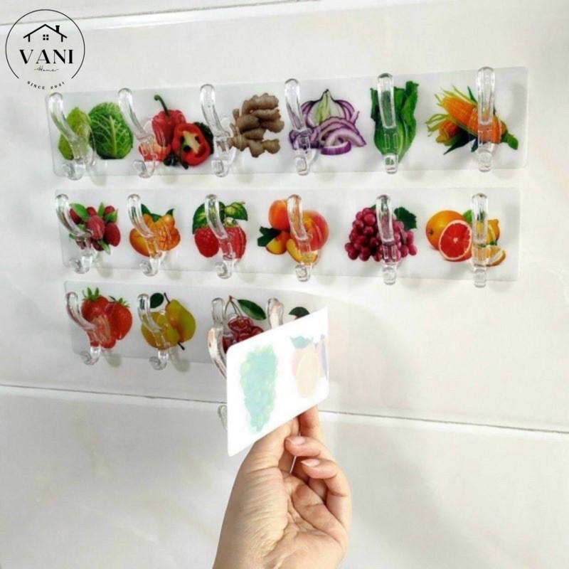 Thanh móc dán tường 6 móc liền hình 3D - 6 Móc treo hít silicon chịu lực nhà tắm