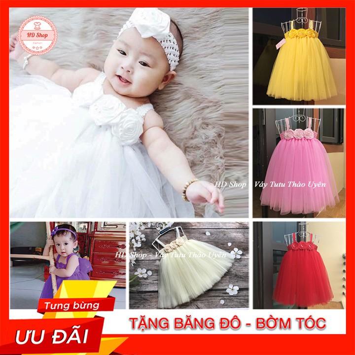 Váy Cho Bé Gái  Đầm Bé Gái Sơ Sinh - Đến 6 Tuổi Hoa Hồng Cuốn