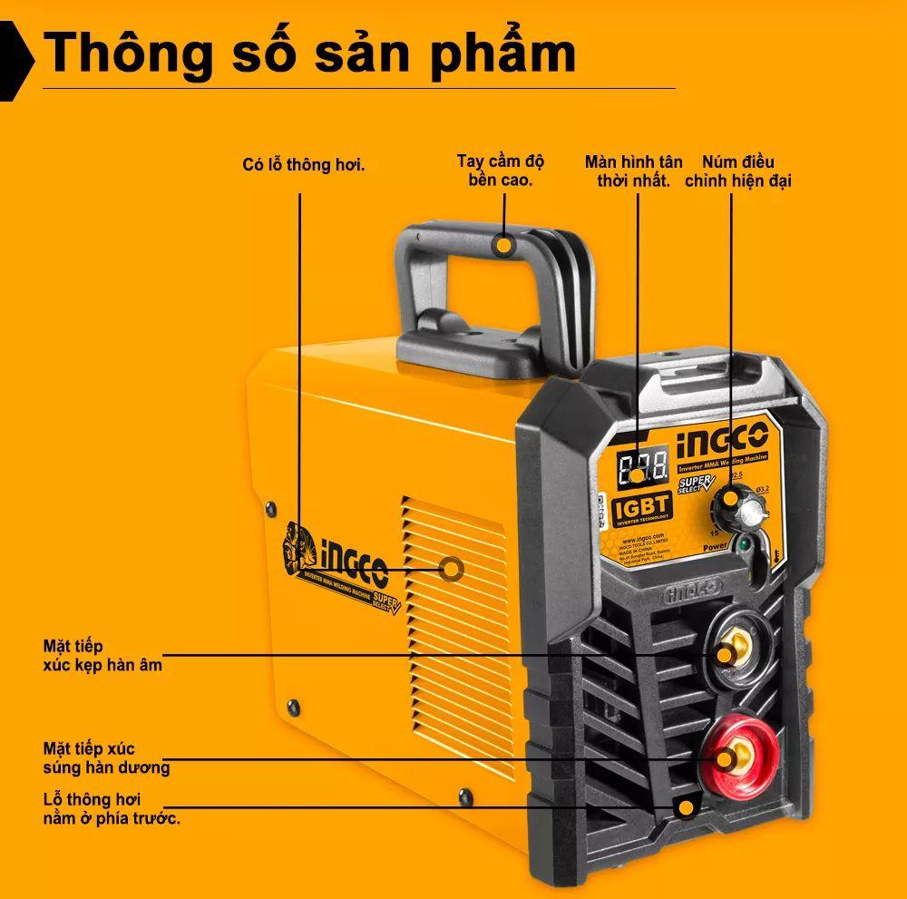 MÁY HÀN QUE ĐIỆN TỬ 130A INGCO ING-MMA1302 (CHUYÊN KÉO QUE 1.6-3.2MM) - HÀNG CHÍNH HÃNG