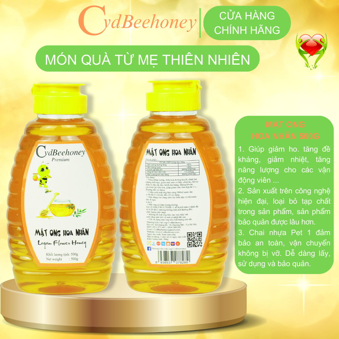 Mật ong hoa nhãn 500g Cvdbeehoney