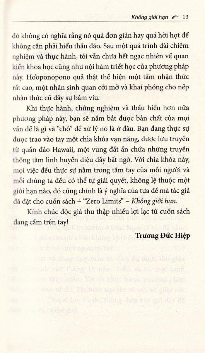 Không Giới Hạn - Khám Phá Ho'Oponopono (Tái Bản 2023)