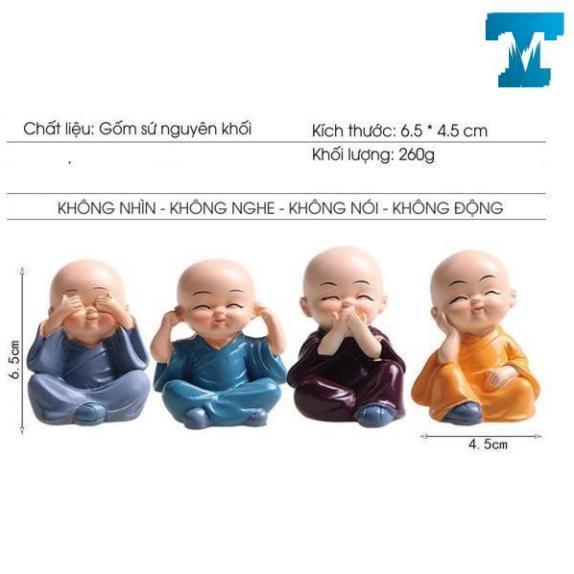 Bộ Tượng Tứ Không TTK 4 Chú Tiểu Tứ Không Trang Trí Xe Hơi, Bàn Làm Việc