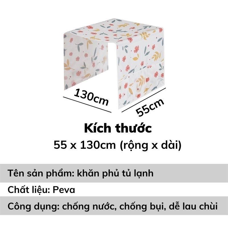 Tấm Phủ Tủ Lạnh Chống Bụi Chống Nước 130x54cm Cao Cấp, Khăn Vải Che Tủ Lạnh PVC Không Thấm Nước Hoa Văn Hiện Đại