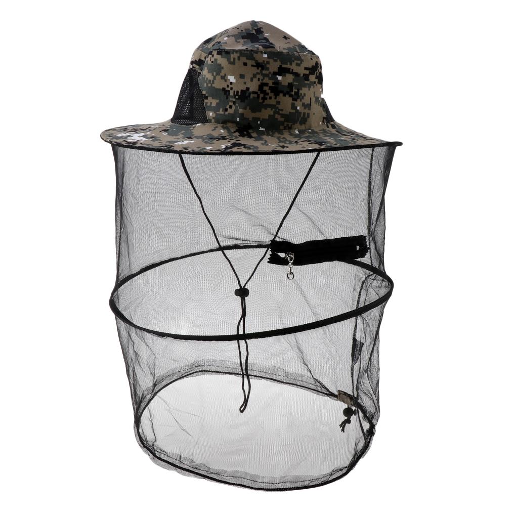 Outdoor Camping Mosquito Head Net Hat Cap Mesh Face Mask Beekeeper