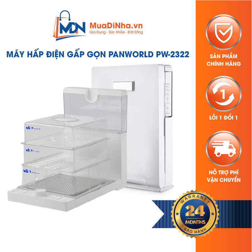 Máy hấp điện gấp gọn 3 tầng Panworld PW-2322 - Hàng chính hãng