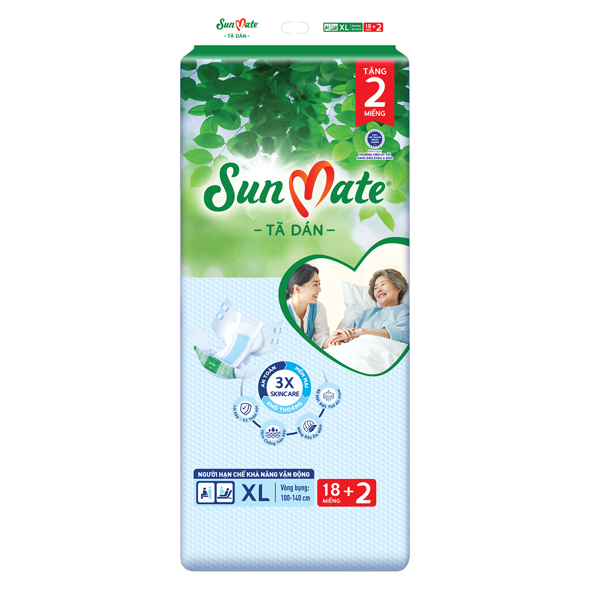 Combo 2 Tã dán người lớn SunMate XA2 mới size XL-18+2 miếng