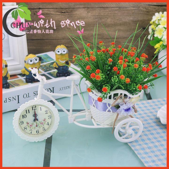 Giỏ hoa lụa - Xe đạp hoa sao baby để bàn nhiều màu cao 22cm trang trí bàn trà, kệ tủ, văn phòng làm việc