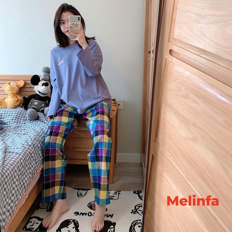 Bộ đồ ngủ nữ, Bộ mặc nhà Pijamas nữ dài tay quần dài mặc mùa thu đông mã VABD0229
