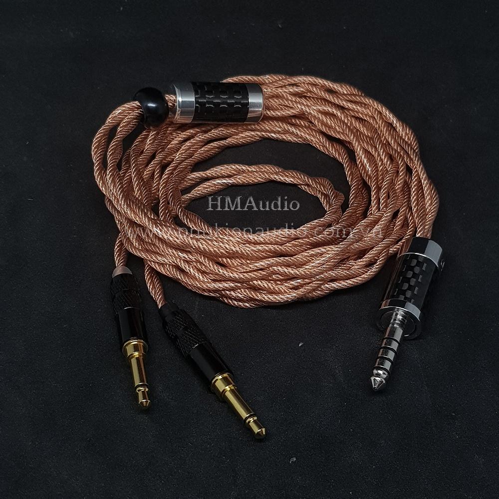 Dây tai nghe đồng OFC 1.8mm tết 4 - Connector Dual 3.5mm