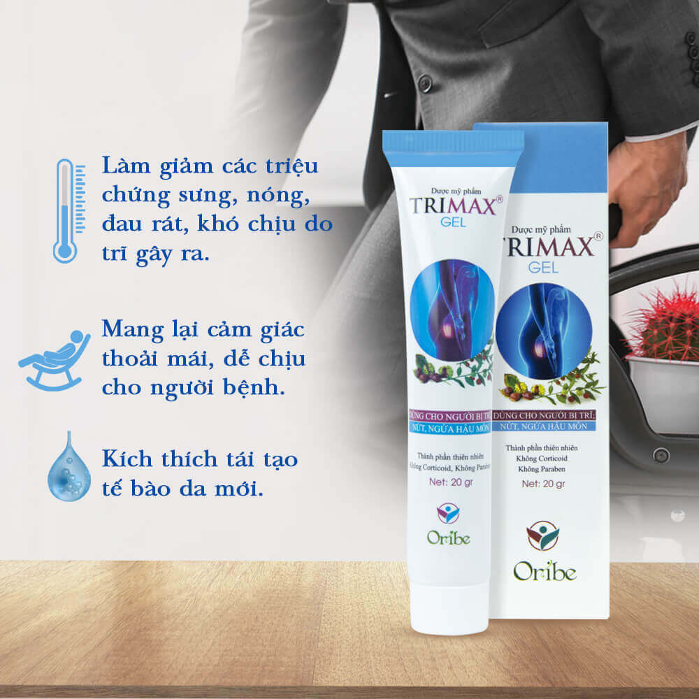 Gel Bôi Trĩ Giúp Co Búi Trĩ, Giảm Sưng Đỏ Và Ngứa Rát Hậu Môn Do Trĩ Trimax Tuýp 20g