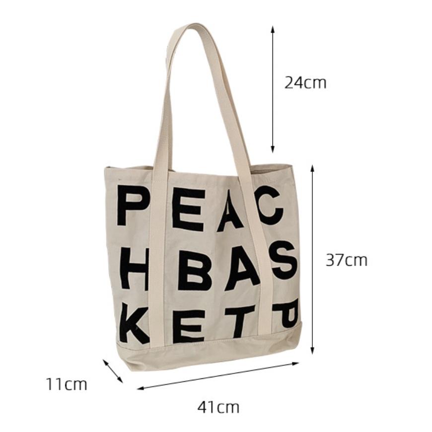 T265/ Túi Vải Tote Thời Trang Vintage Peach Basket Phiên Bản Giới Hạn