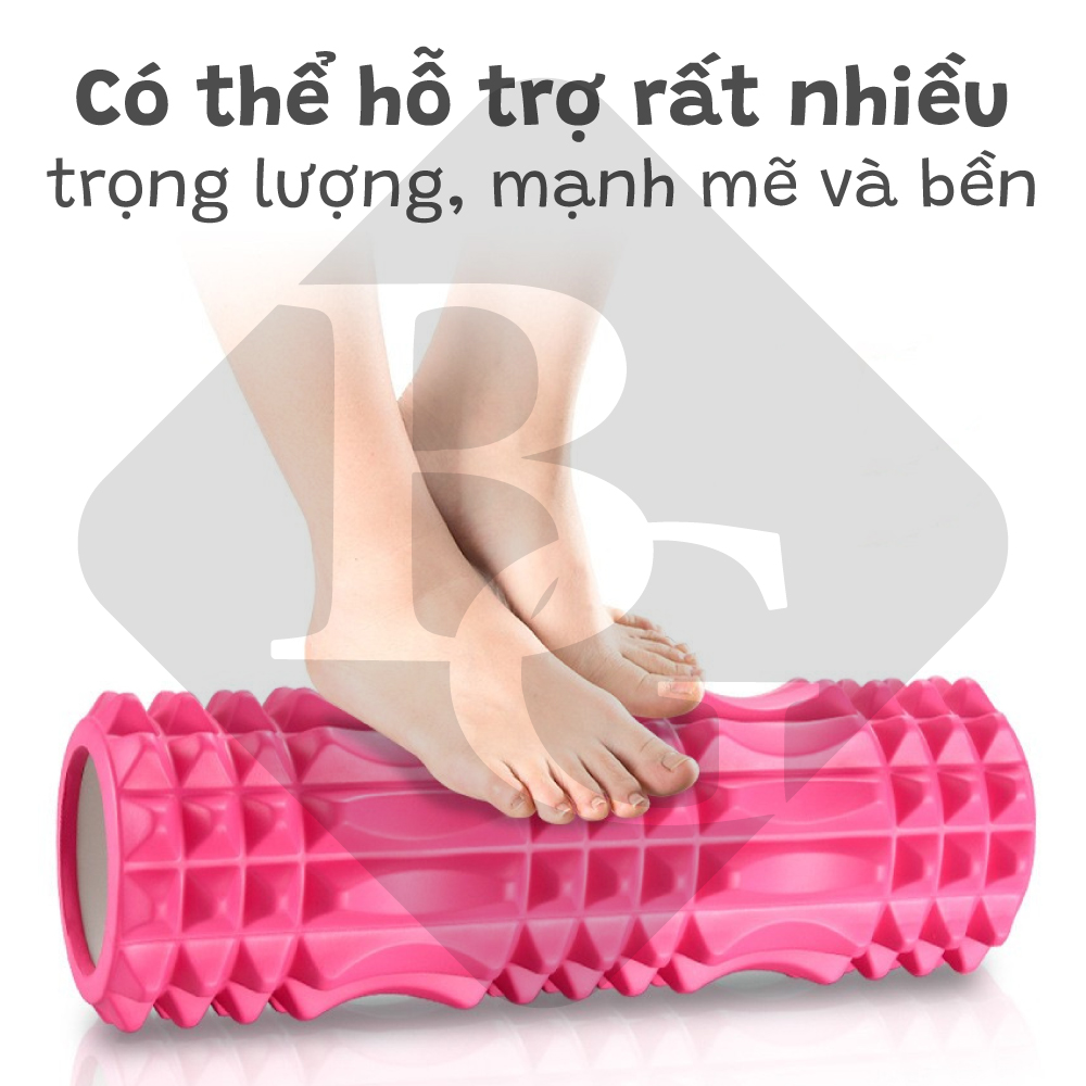 Combo Thảm Tập Yoga 6mm,Con Lăn Massage Ống Lăn Dãn Cơ Foam Roller BLUE- Bóng tập yoga size 65cm Tập Gym, Yoga, Thể Hình