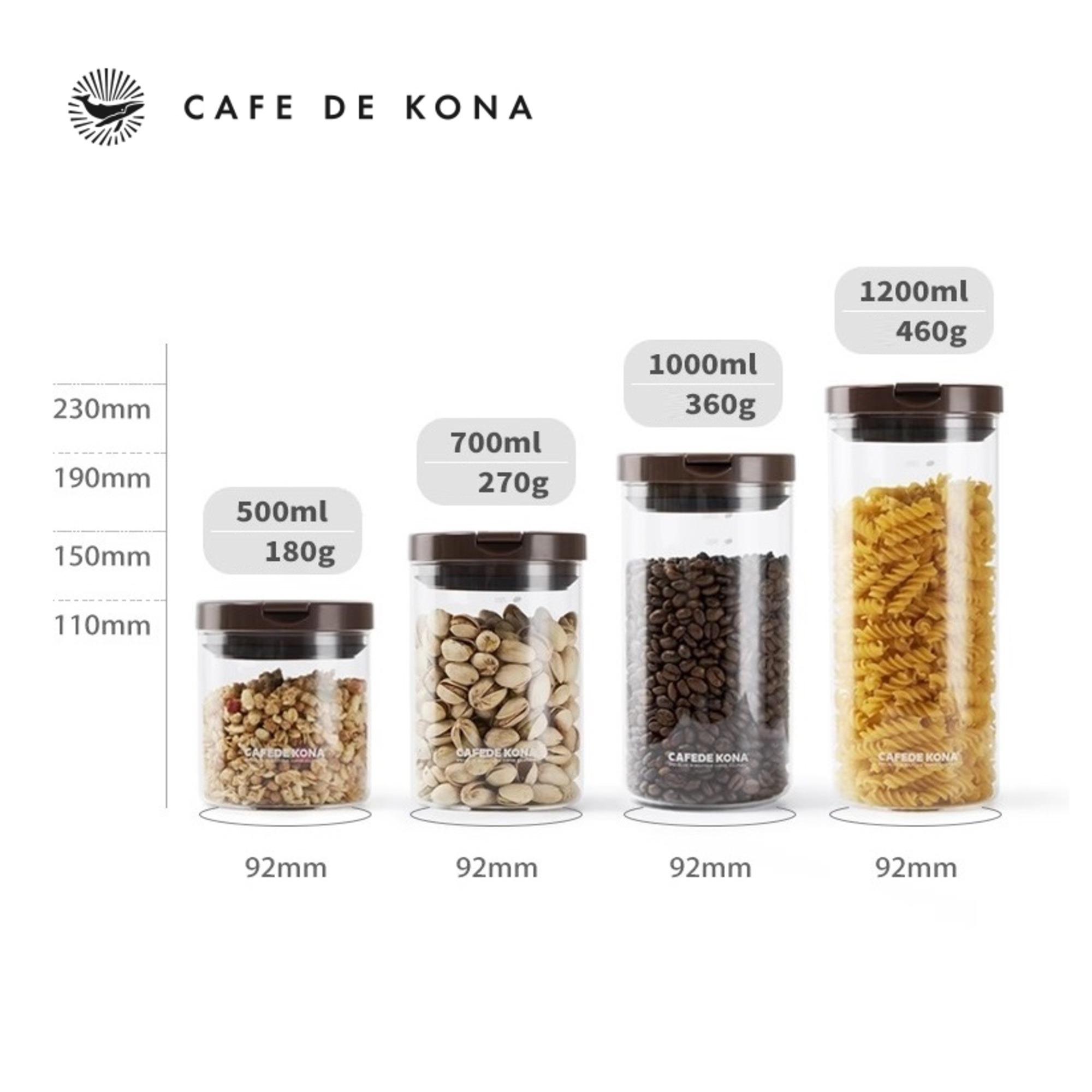 Hũ thuỷ tinh đựng cà phê có van 1 chiều CAFE DE KONA