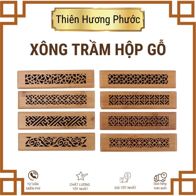 Xông trầm hộp gỗ nguyên khối 20cm