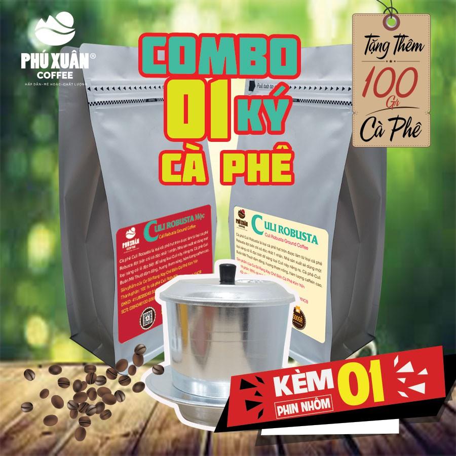 COMBO 1kg 2 loại cà phê Culi Robusta RANG MỘC VÀ CÓ BƠ Phú Xuân Coffee - Cà phê bột rang xay pha phin