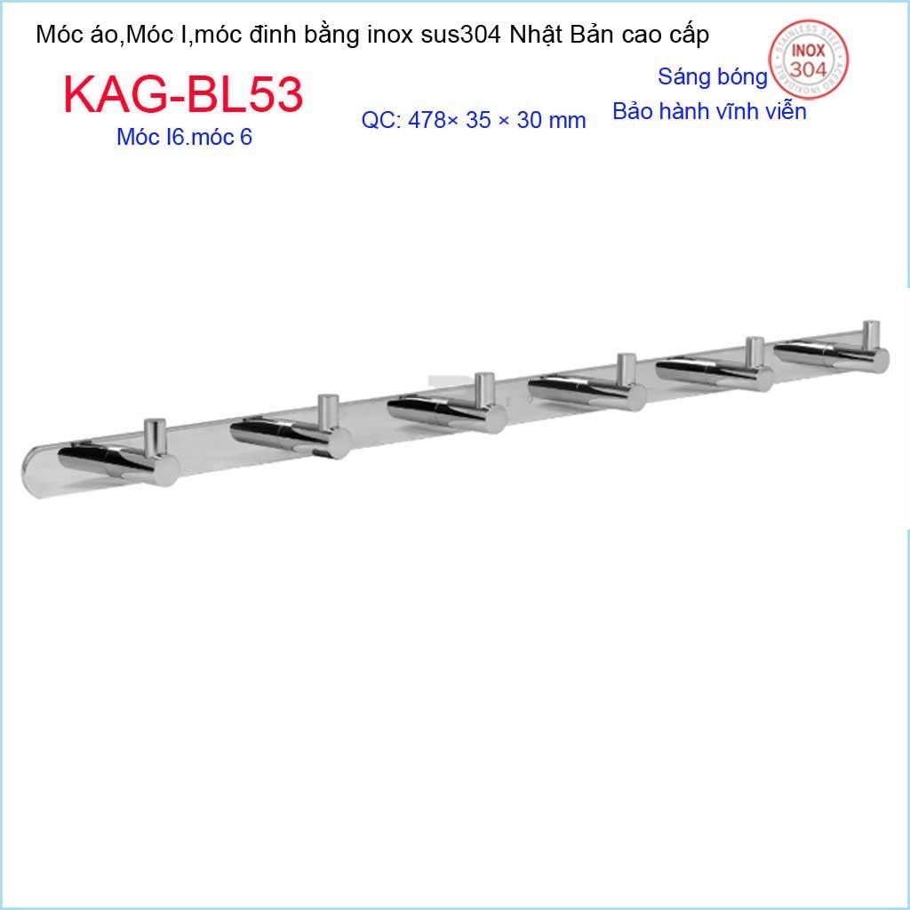 Móc treo đồ phòng tắm, Phụ kiện phòng tắm cao cấp Kace, Móc I6 treo đồ inox 304 Nhật Bản KAG-BL53