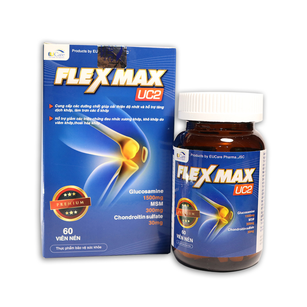 Viên Uống Bổ Xương Khớp Glucosamine 1500mg Flexmax Giảm đau nhức mỏi xương khớp, giảm thoái hóa khớp, giảm viêm khớp - Hộp 60 viên