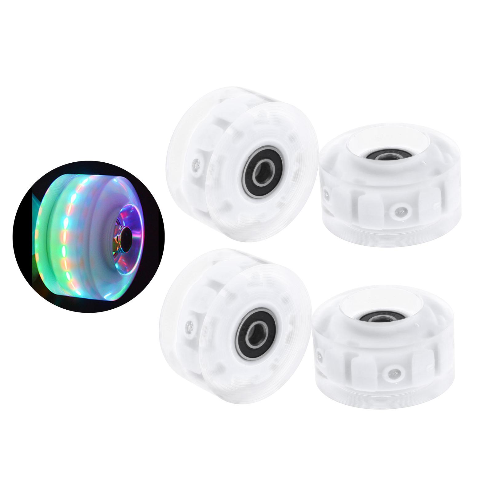 2x4Pack Quad Roller Skate Wheels with Bearings for Double Row Skateboard RGB