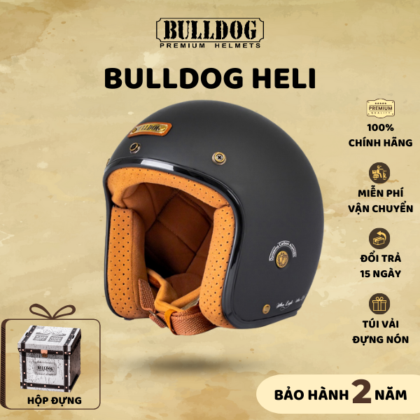 Mũ Bảo Hiểm 3/4 Cổ Điển BULLDOG Heli Sợi Thuỷ Tinh