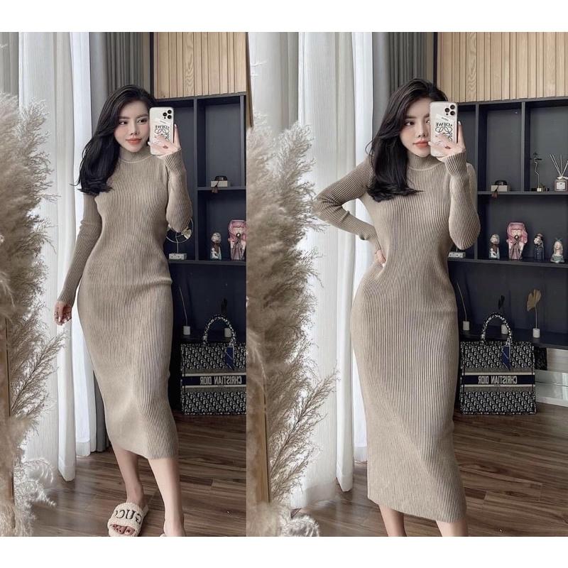 Váy len body dáng dài
