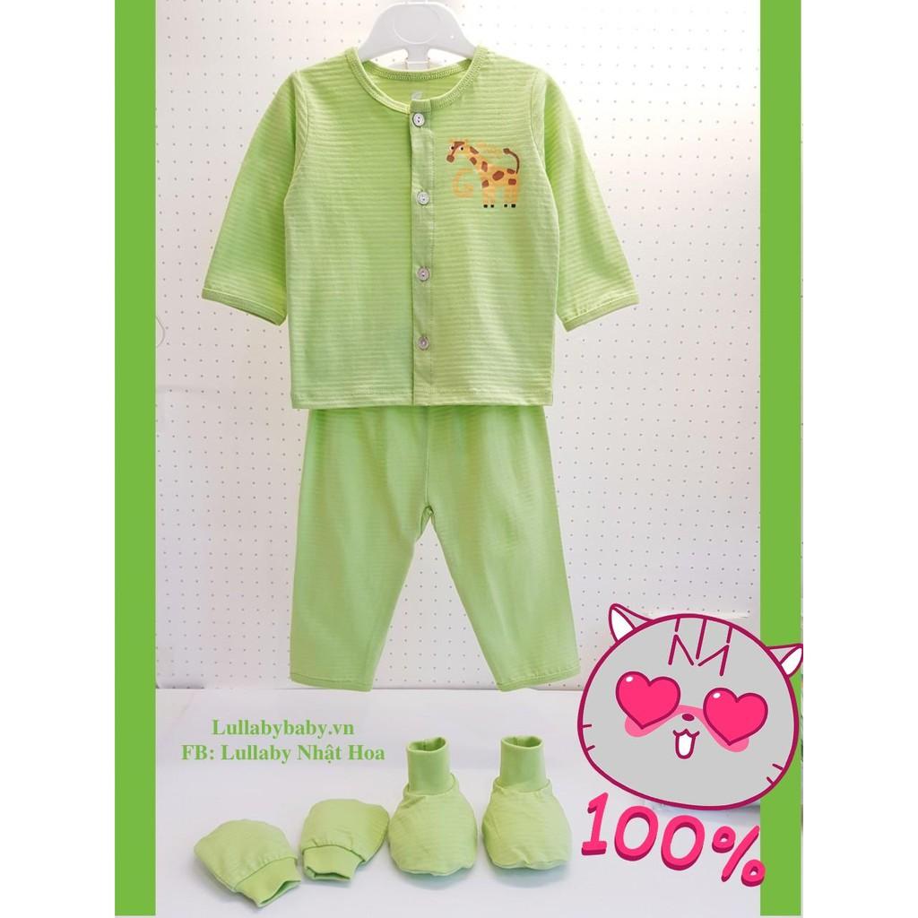 Bộ cài vai dài tay Lullaby NH69B, Bộ cotton bé trai, bé gái