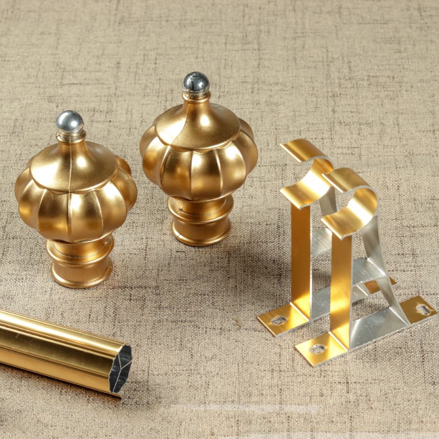 Rèm cửa vải LUCYA18-10 có thanh treo hợp kim nhôm màu vàng đồng đầu nhọn - cao cố định 1m4