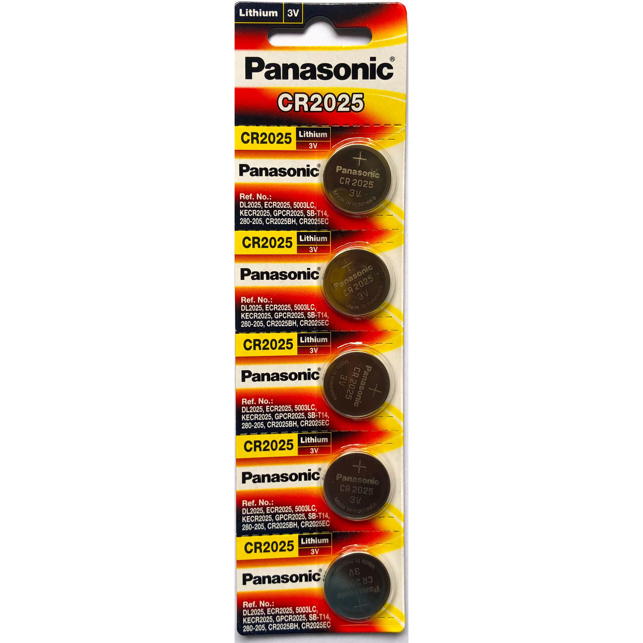 Vỉ 5 Viên Pin CR2025 Panasonic Lithium 3V - Hàng Chính Hãng