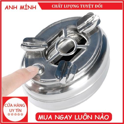 Gạt tàn inox có nút bấm đóng mở ngăn đựng xịn xò